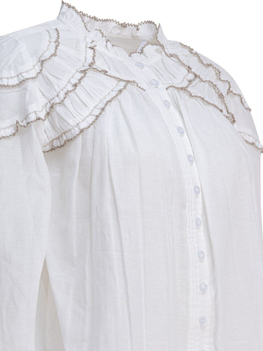 Isabel Marant Étoile White Ruffled Shirt With Button-Down Front