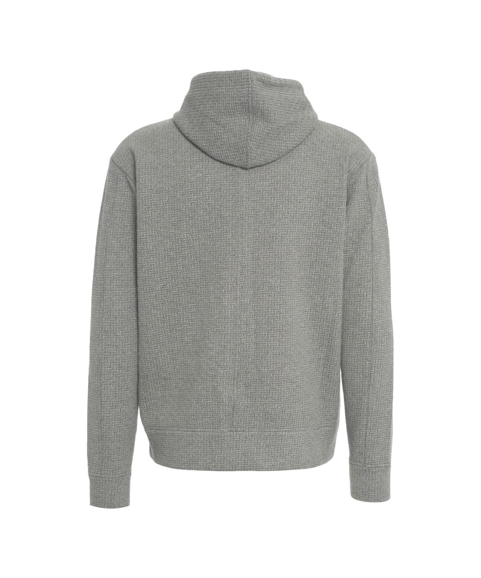 Paolo Pecora Textured Zip-Up Hoodie With Drawstring Hood And Ribbed Cuffs