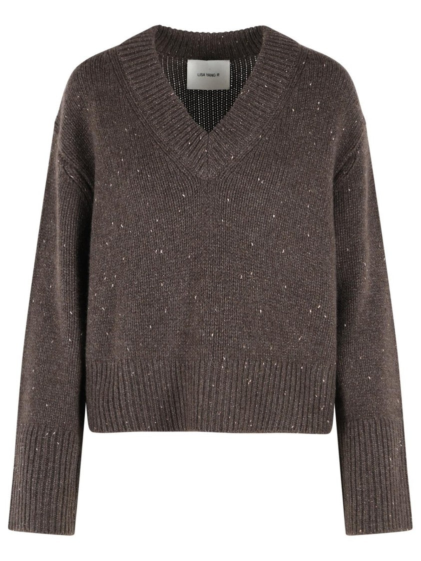 Lisa Yang 'Anella Sparkly' Cocoa Brown Cashmere Sweater