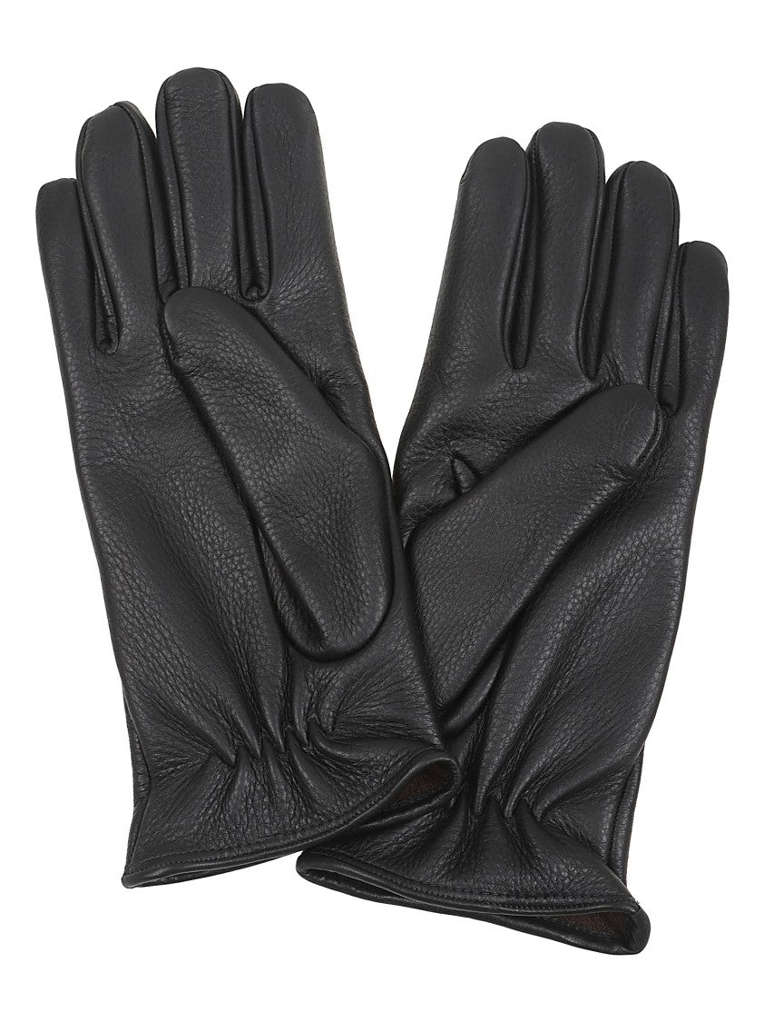 Lardini Deer Leather Gloves With Decorative Stitching