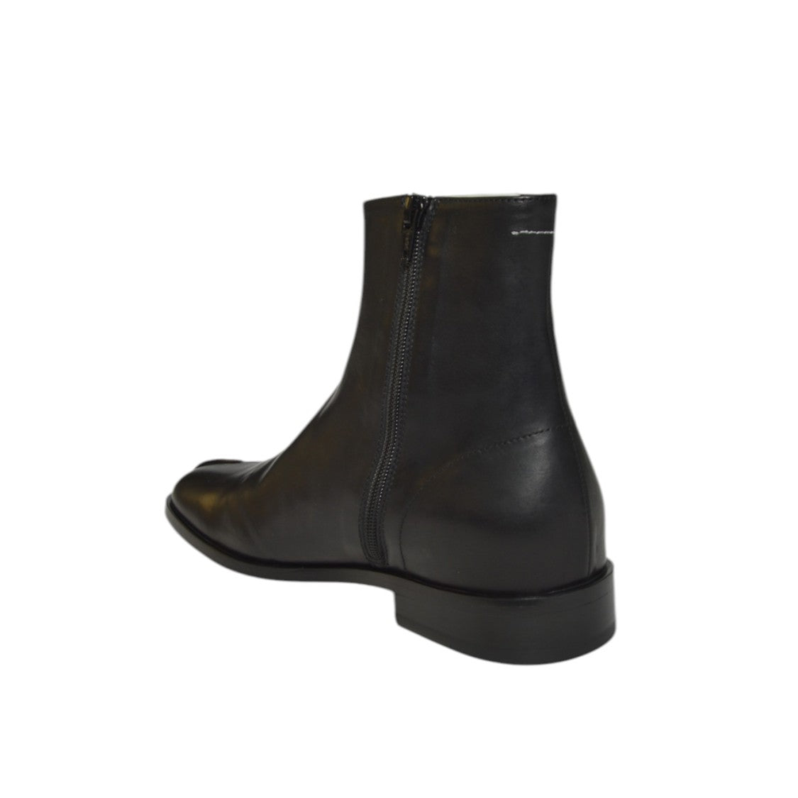 Mm6 By Maison Margiela Smooth Leather Boots With Side Zipper And Sturdy Sole