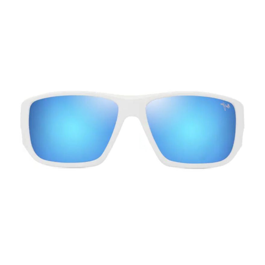 Maui Jim Keha Bold Rectangular Frame Sunglasses With Blue Mirrored Lenses