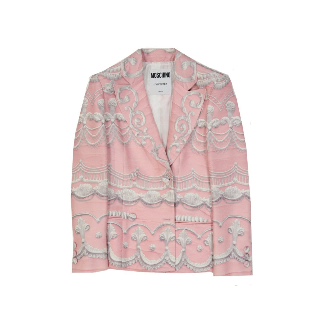 Moschino Intricately Printed Pink Double-Breasted Jacket