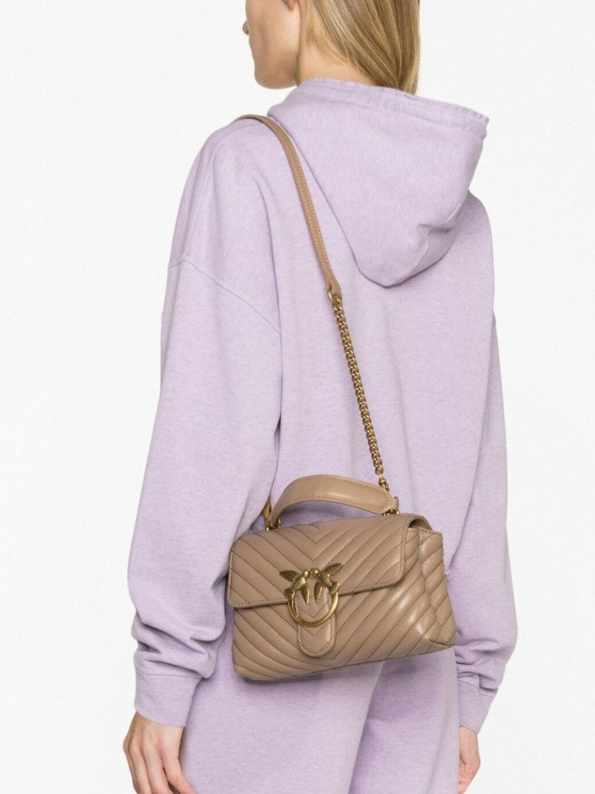 Pinko Chevron Quilted Calf Leather Bag