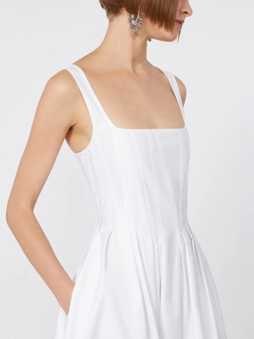 Sportmax White Square Neckline Dress