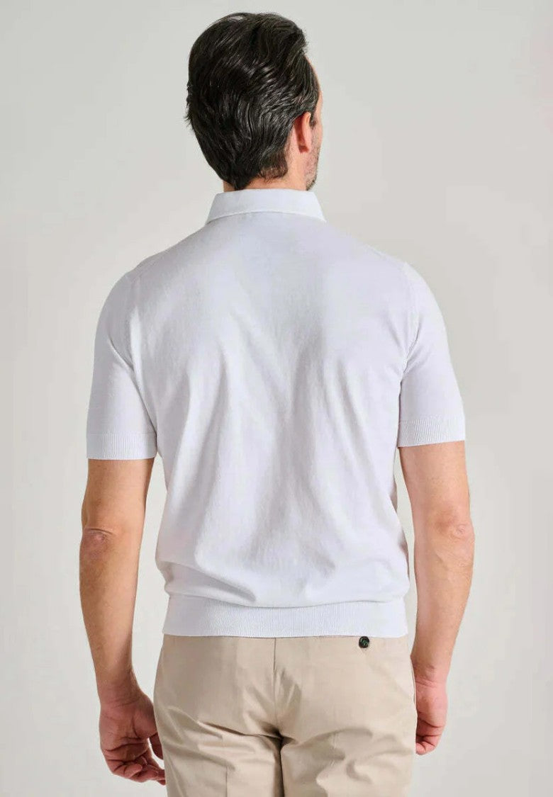 Filippo De Laurentiis White Cotton Blend Polo Shirt
