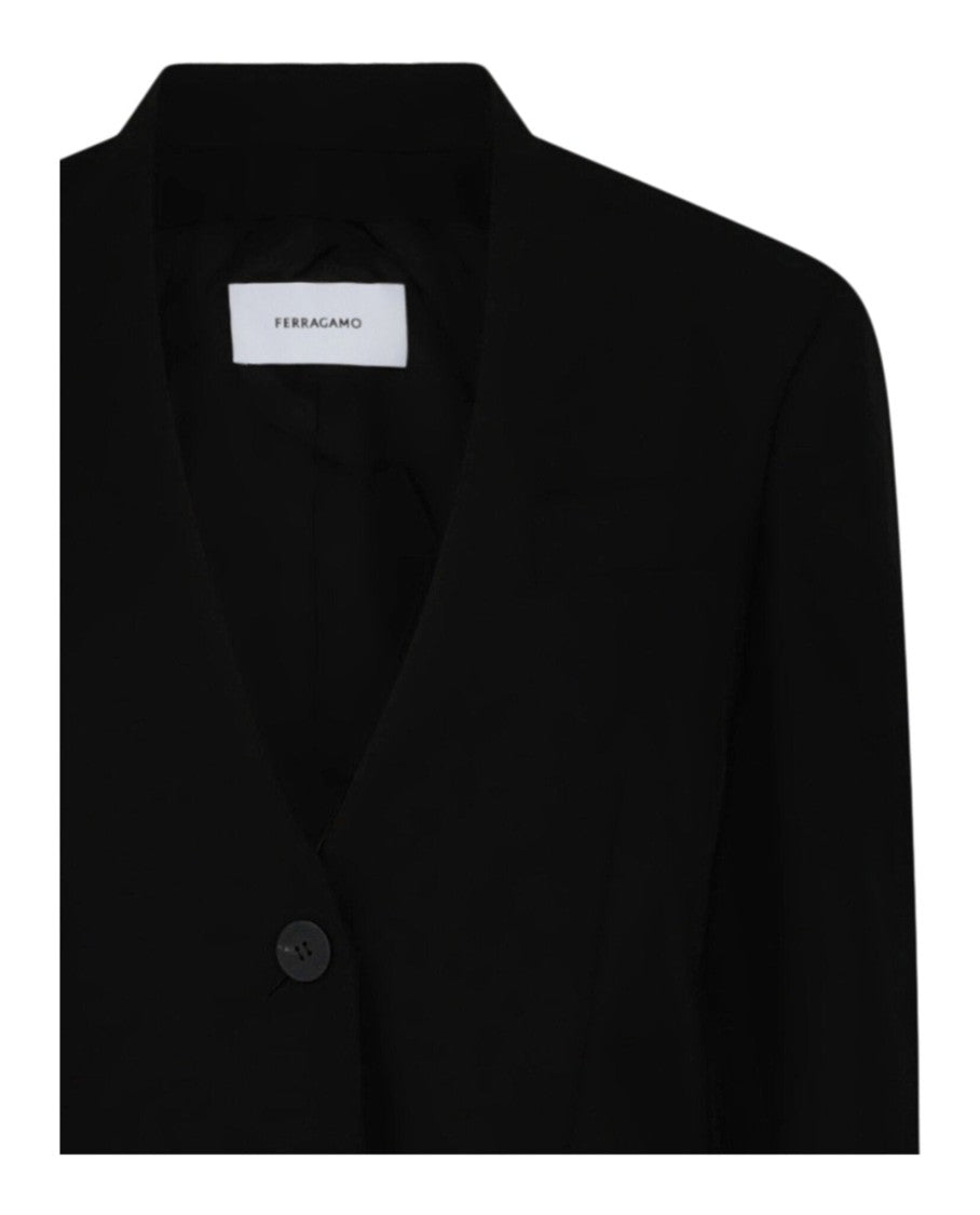 Ferragamo Tailored Single-Breasted Virgin Wool Blazer With Melton-Lined Collar