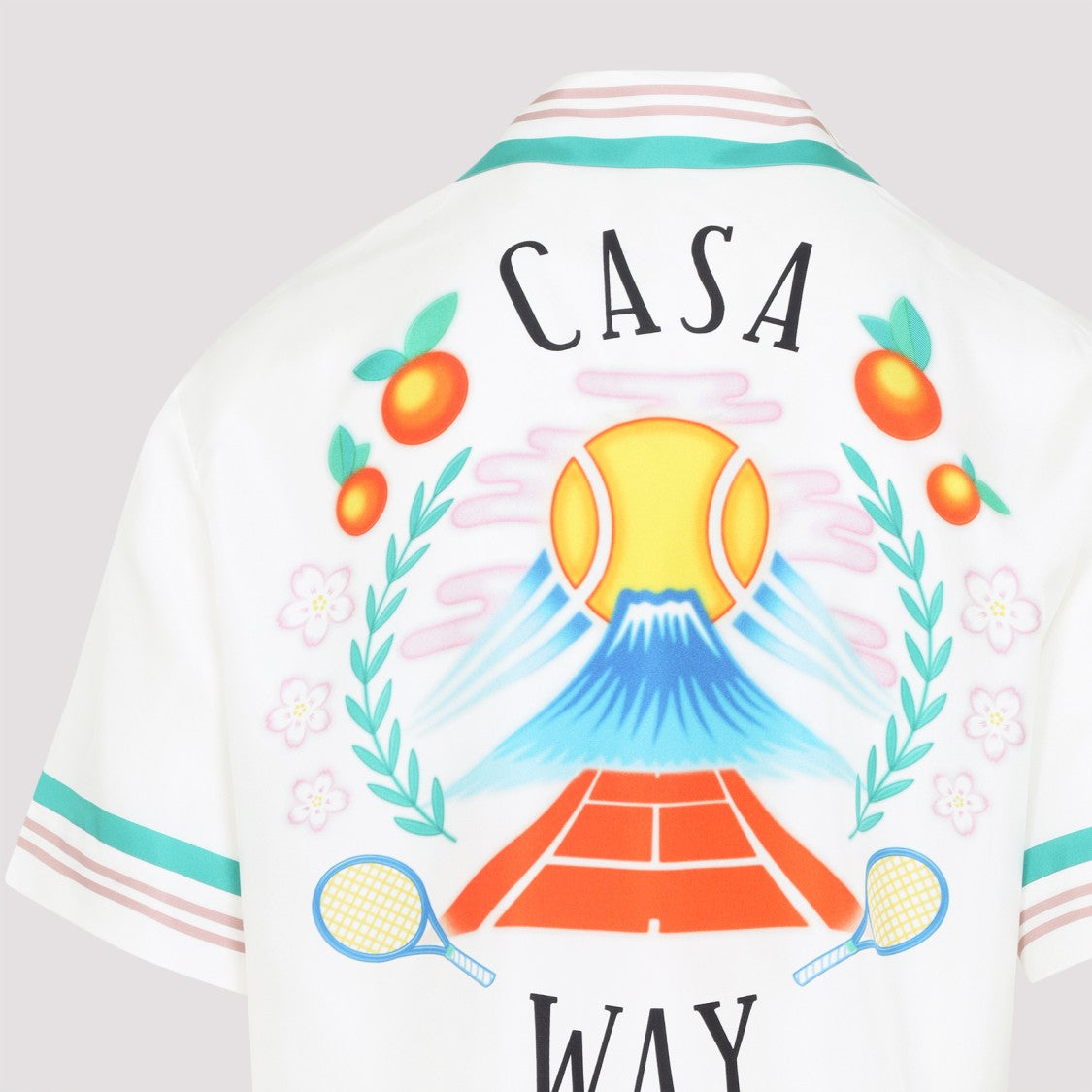 Casablanca White Silk Cuban Collar Shirt