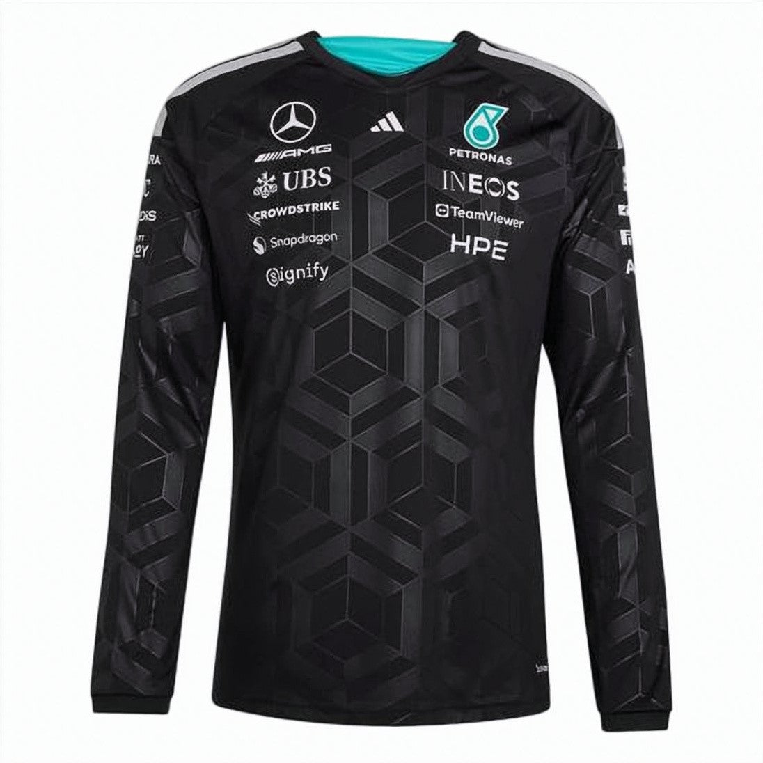 Adidas Geometric Pattern Long-Sleeve Athletic Top