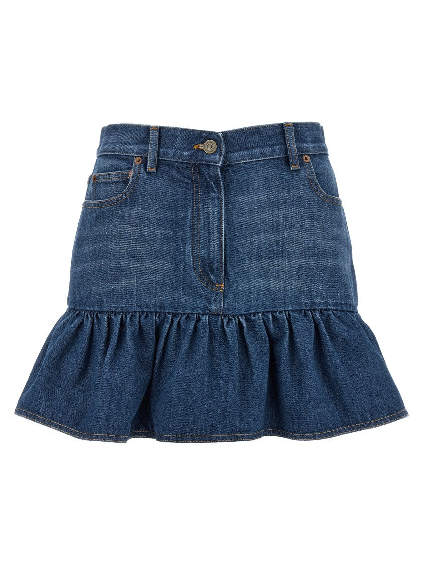 Valentino Garavani Playful Cotton Denim Mini Skirt