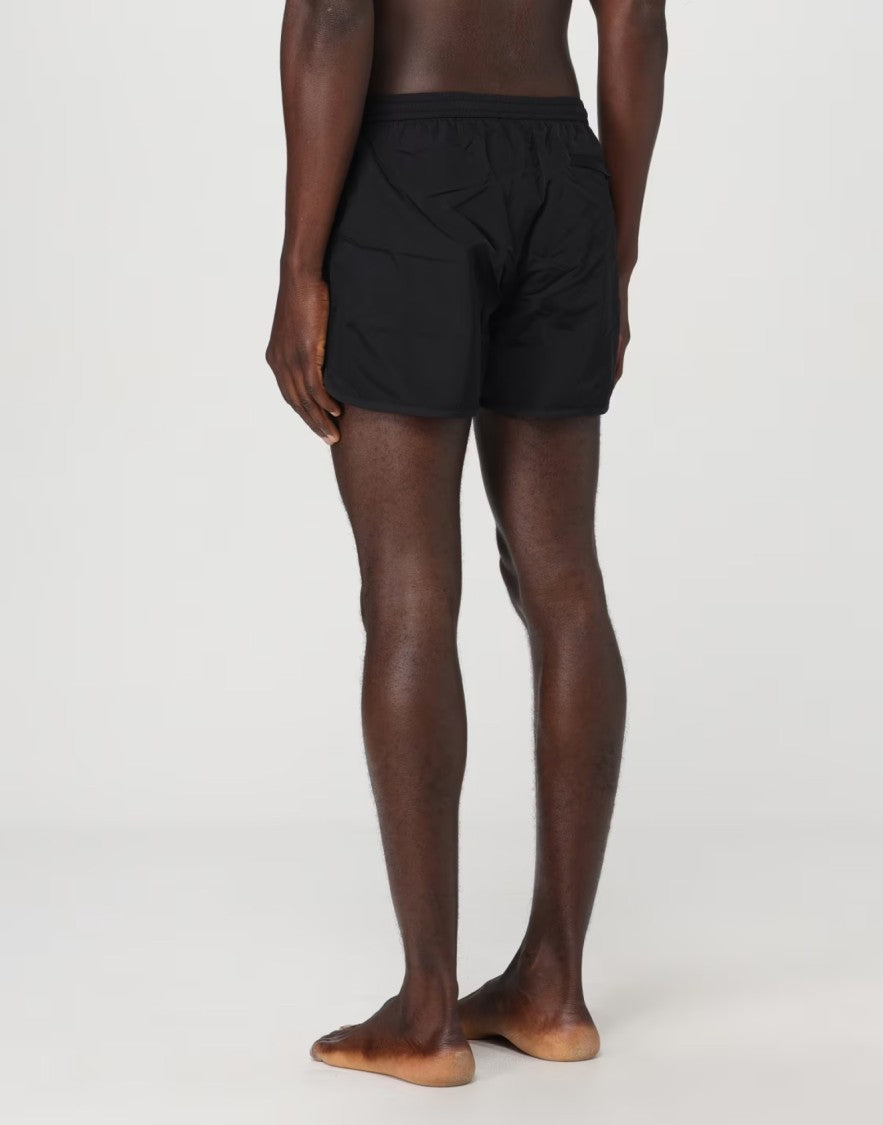 Ami Black Swim Shorts With Logo Plaque Detail