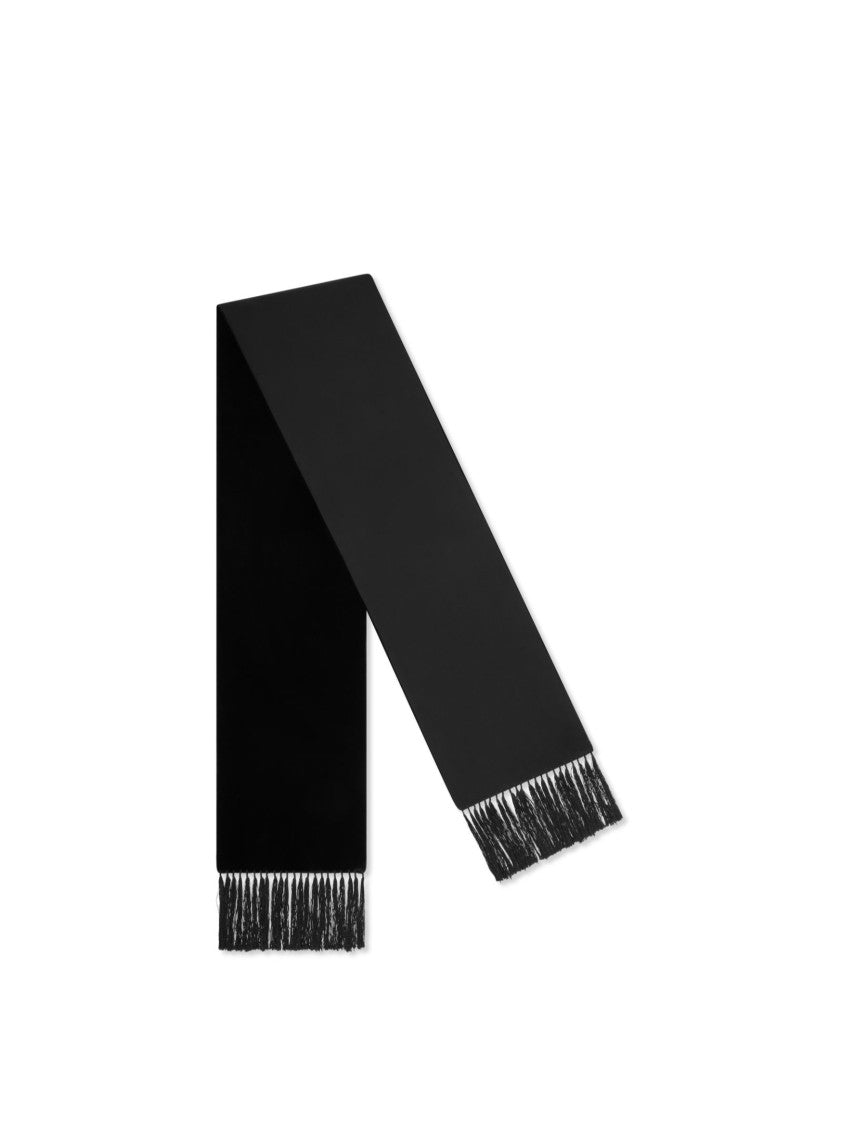 Tom Ford Rectangular Black Scarf With Tone-On-Tone Fringed Edges