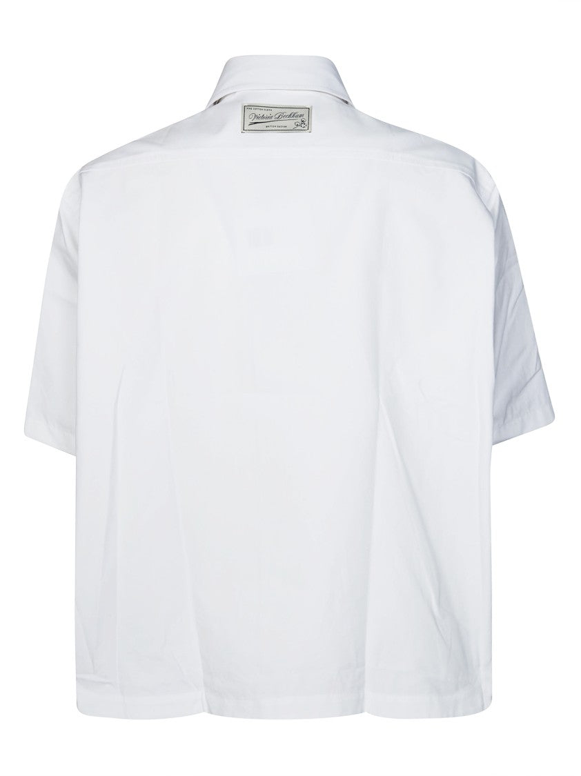 Victoria Beckham White Cropped Boxy Shirt