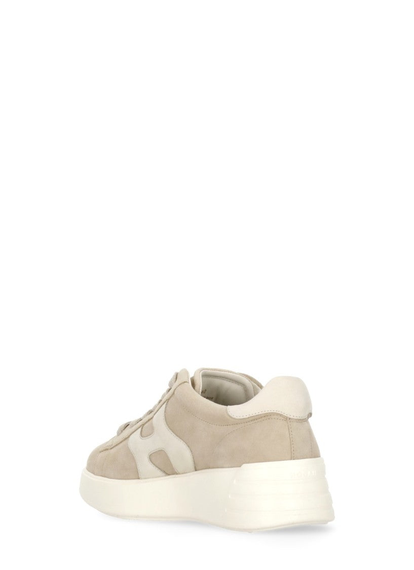 Hogan Beige Rebel Suede Logo Sneakers