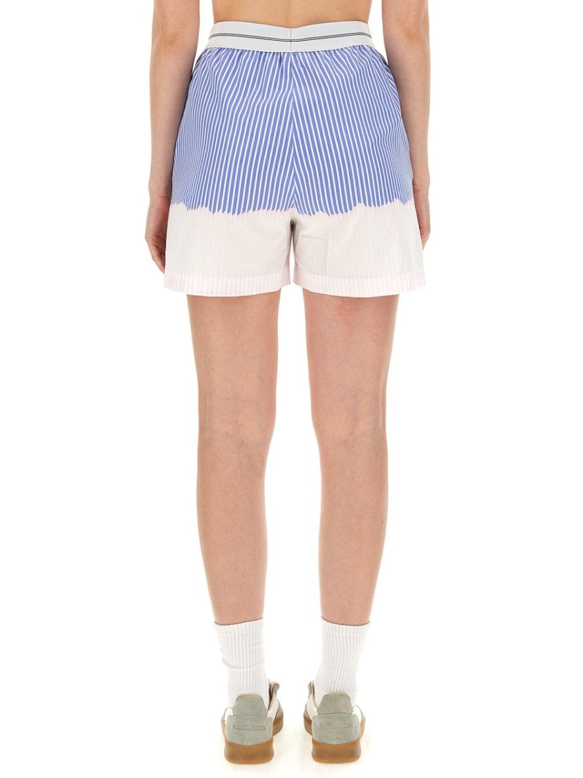 Msgm Shorts With Logo Band And Vertical Stripe Design