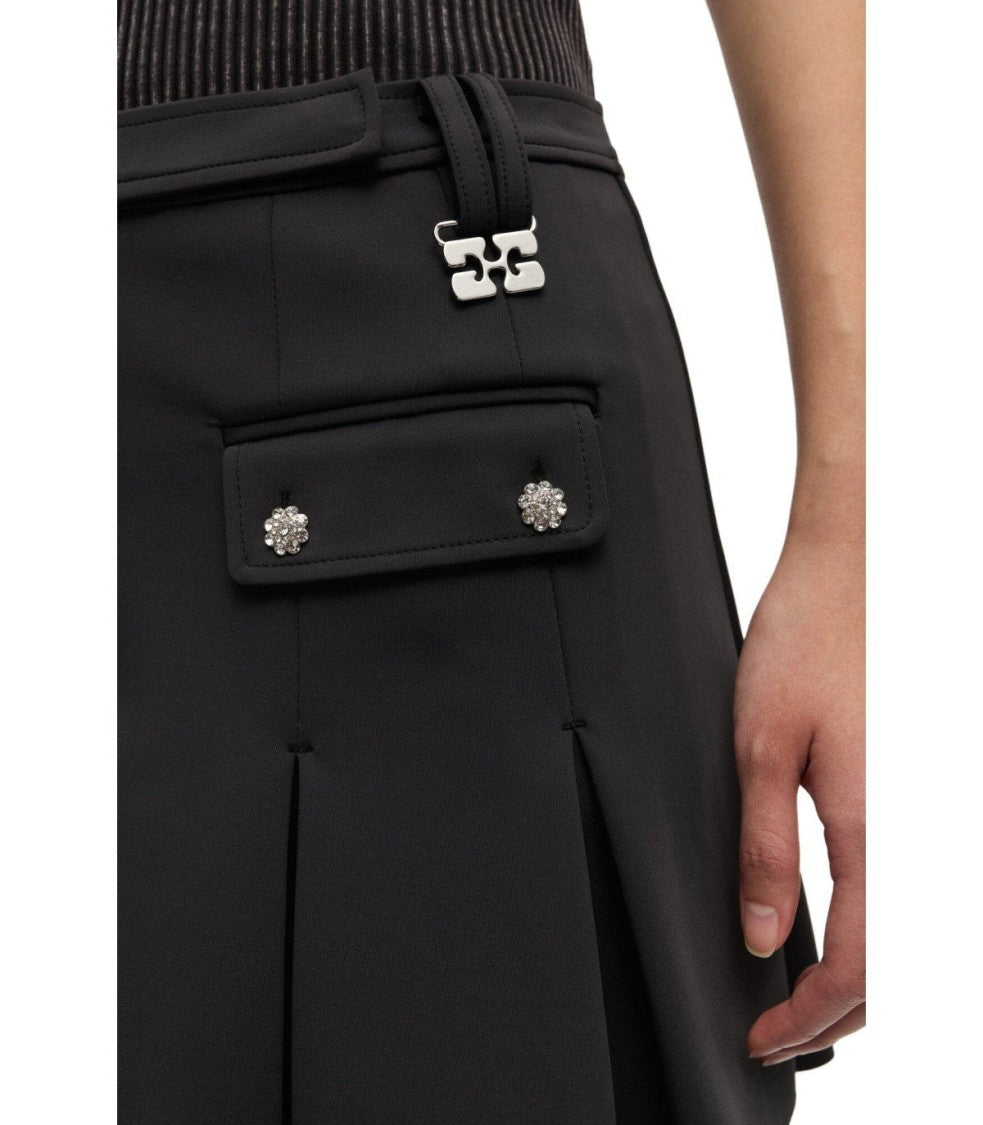 Ganni Black Pleated Mini Skirt