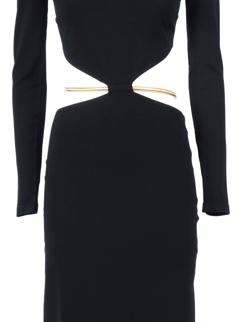 Elisabetta Franchi Black Knit Dress With Unique Cut-Out Detail