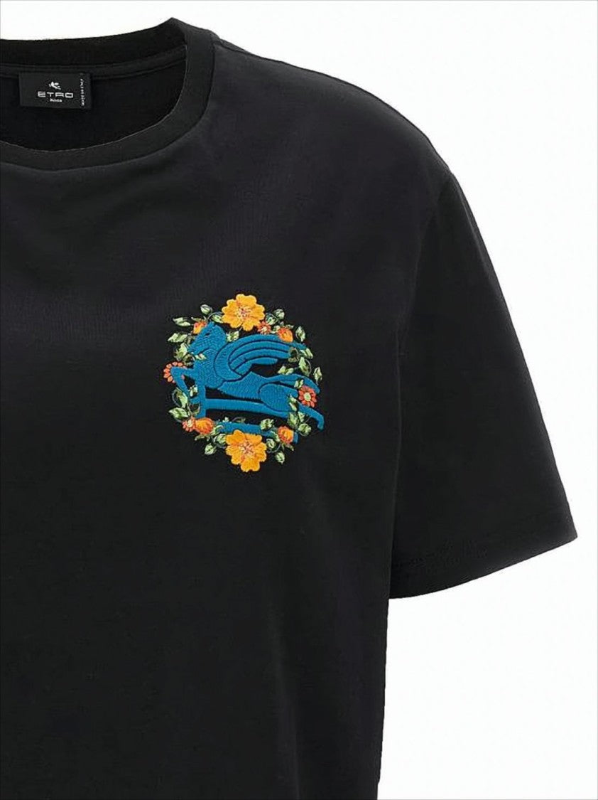 Etro Embroidered Black Cropped T-Shirt