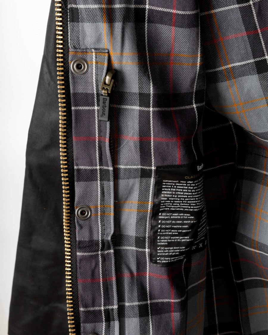 Barbour Beaufort Waxed Jacket With Detachable Hood And Rear Pocket