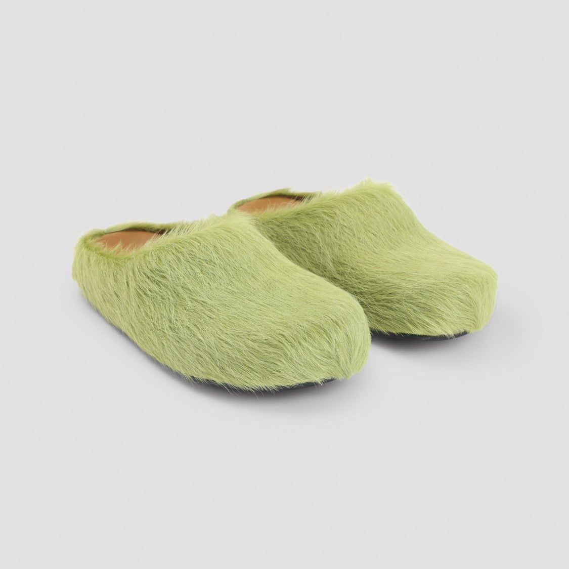 Marni Green Calf Hair Slip-On Sandals