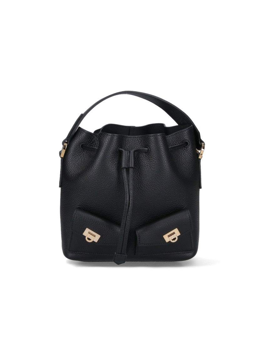 Ferragamo Mini "Hug" Bucket Bag – Black