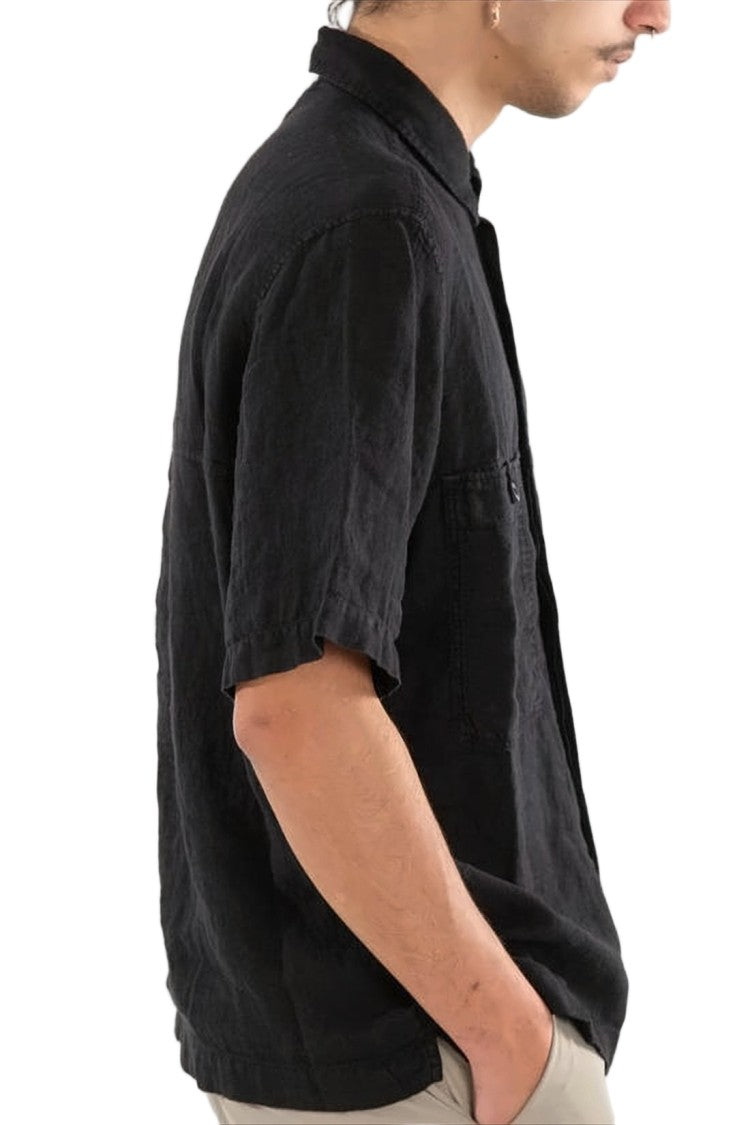 C.P. Company Short-Sleeve Linen Shirt With Classic Collar