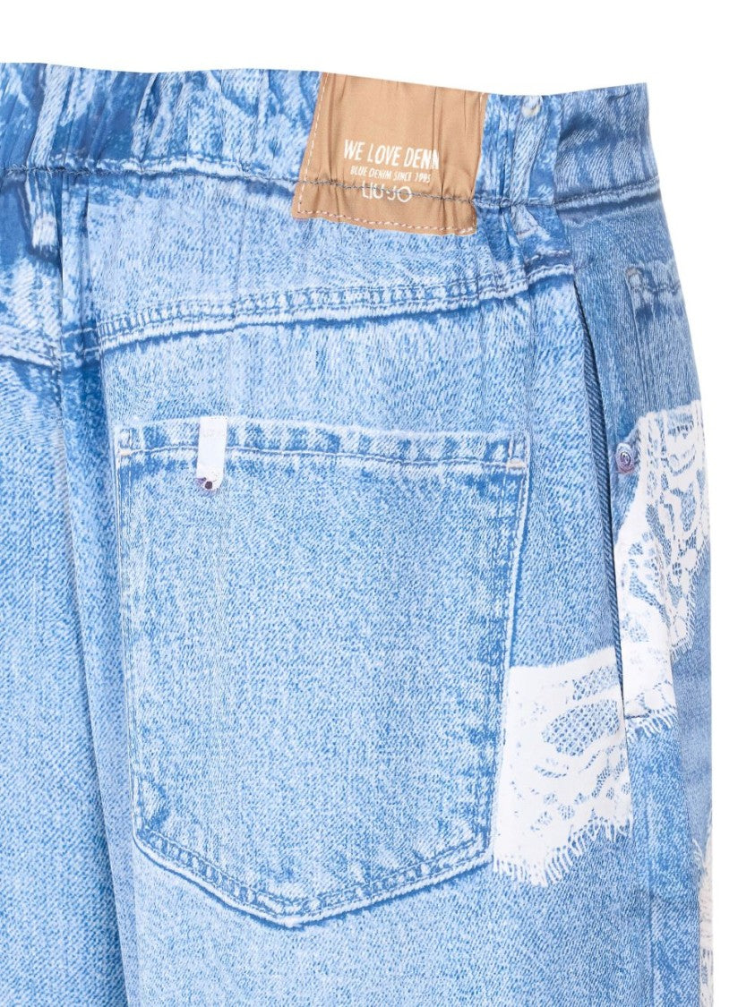 Liu Jo Relaxed Wide-Leg Denim Pants With Distressed Detail