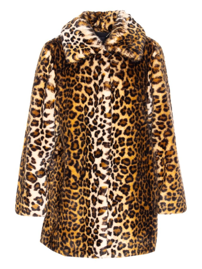 Liu Jo Mid-Length Leopard Print Faux Fur Coat