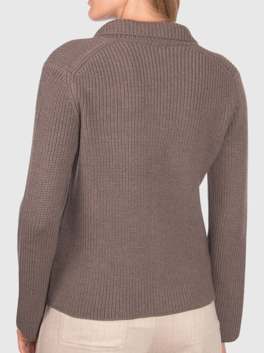 Gran Sasso Pearl Rib Knit Merino Wool Jacket With Patch Pockets