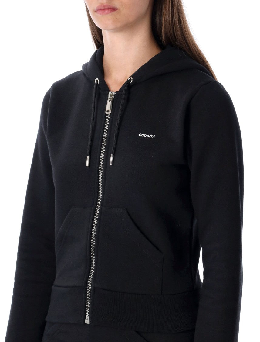 Coperni Fitted Zip-Up Grey Organic Cotton Hoodie