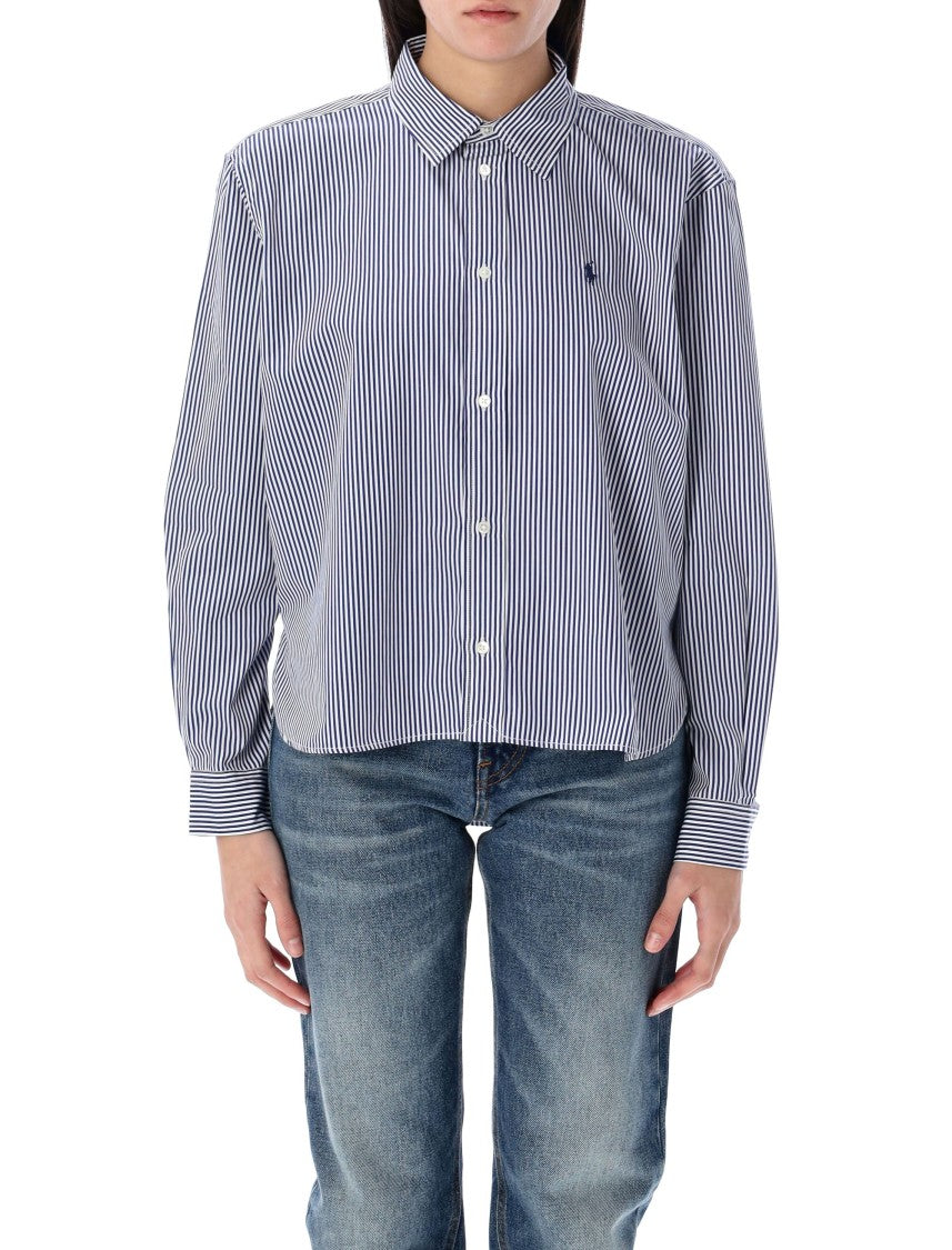 Polo Ralph Lauren Oversized Cropped Striped Cotton Shirt