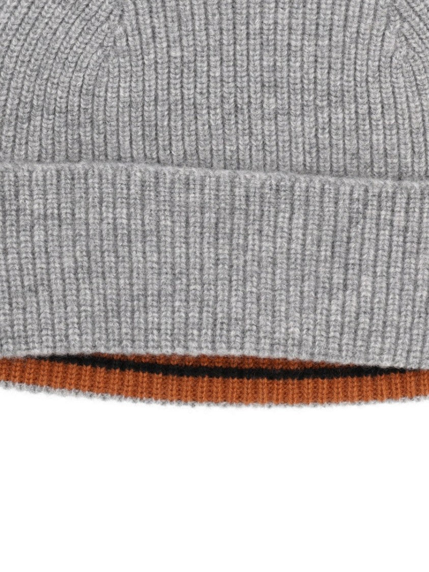 Zegna Cashmere Ribbed Contrast Beanie