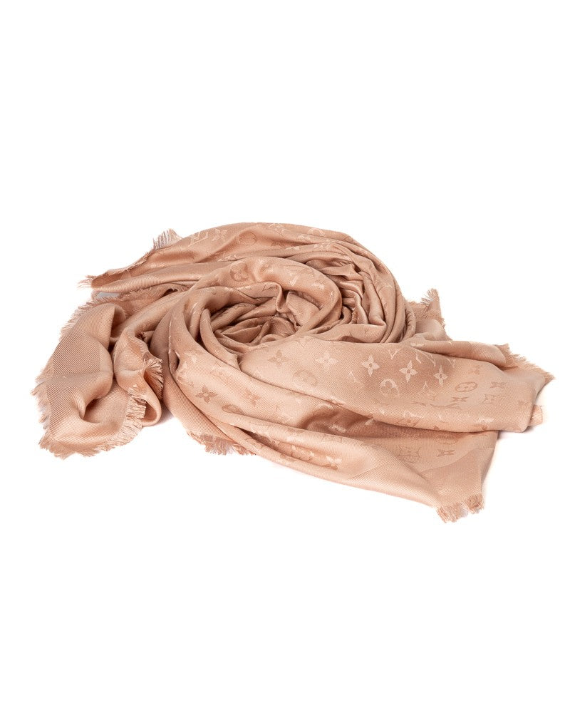 Louis Vuitton Square-Shaped Scarf In Soft Pink With Monogram Design