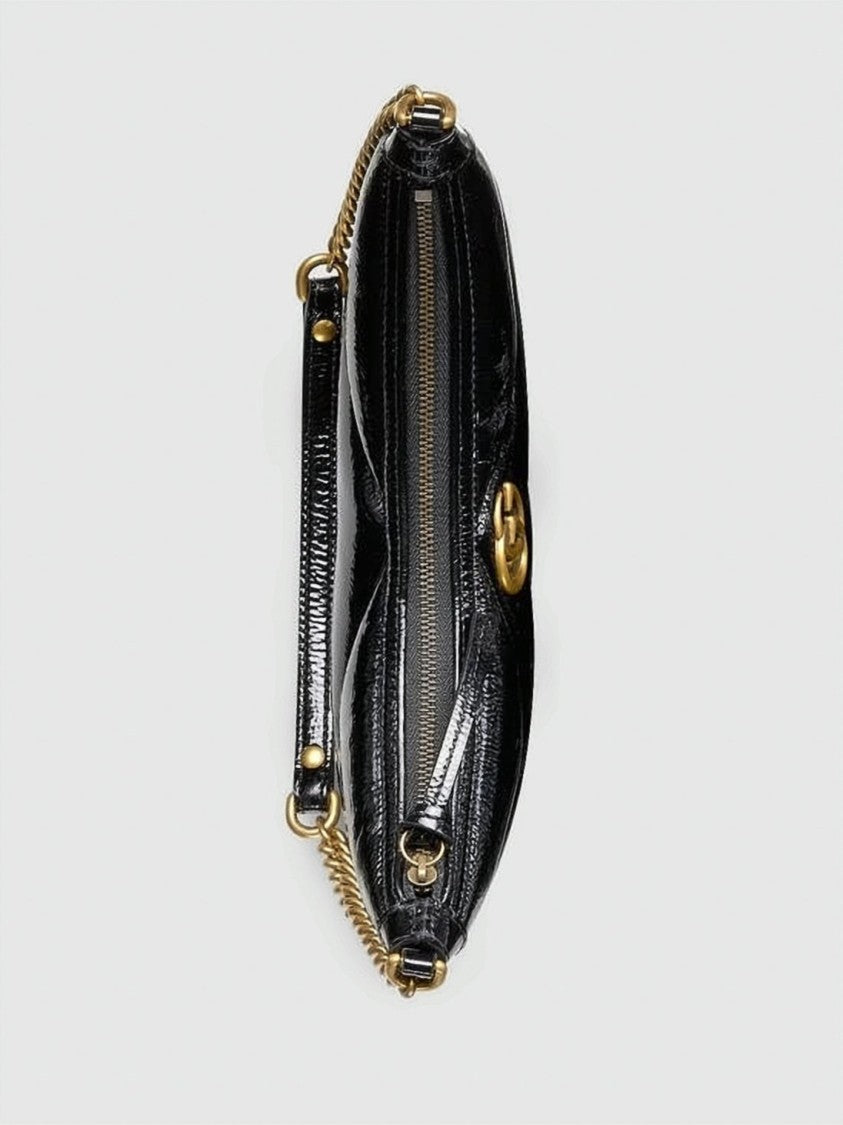 Gucci Chevron Quilted Leather Shoulder Bag With Gold-Tone Chain Strap