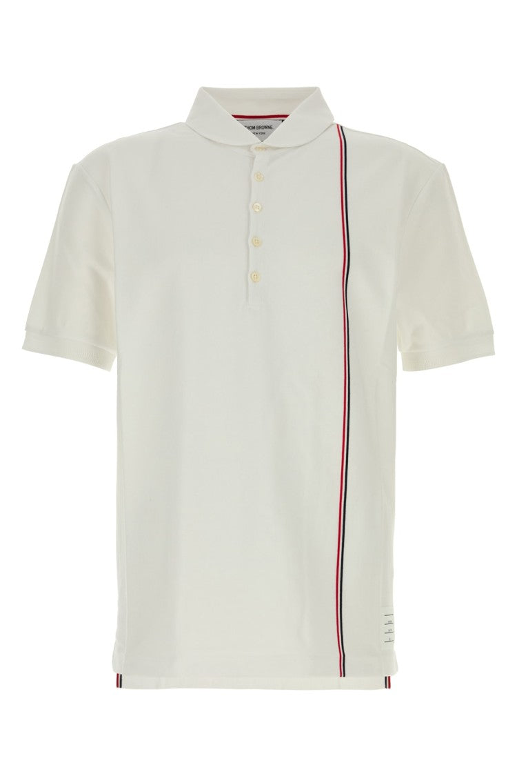 Thom Browne Classic White Polo With Subtle Stripe Detail