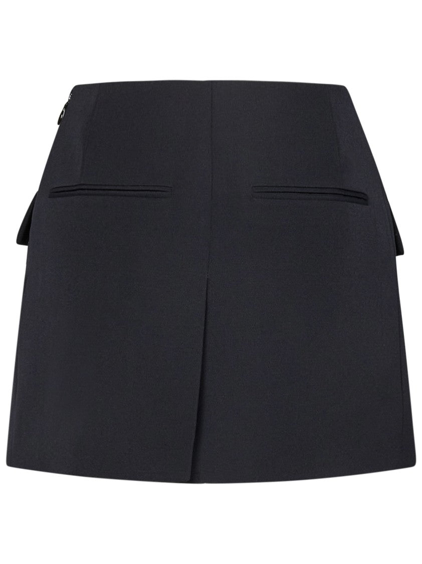 Balmain Asymmetric Virgin Wool Gabardine Mini Skirt