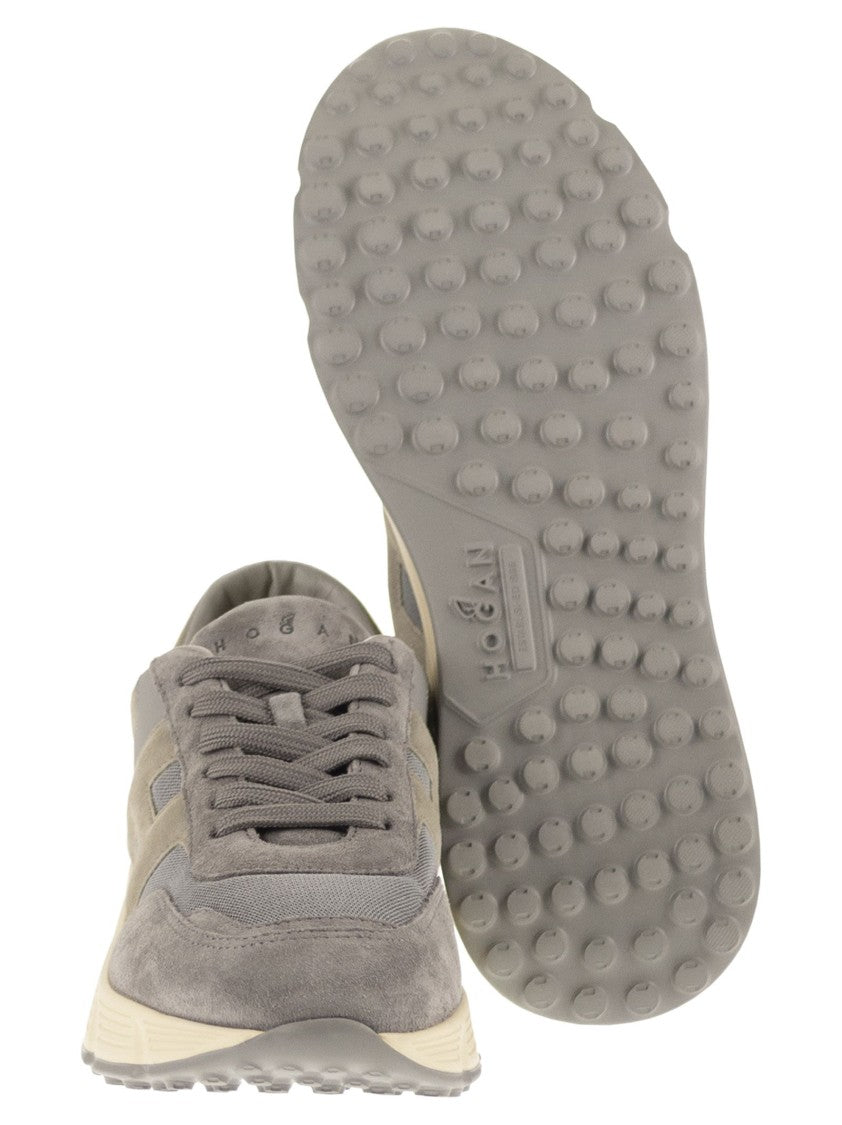 Hogan Fluid-Shaped Suede And Fabric Sneakers