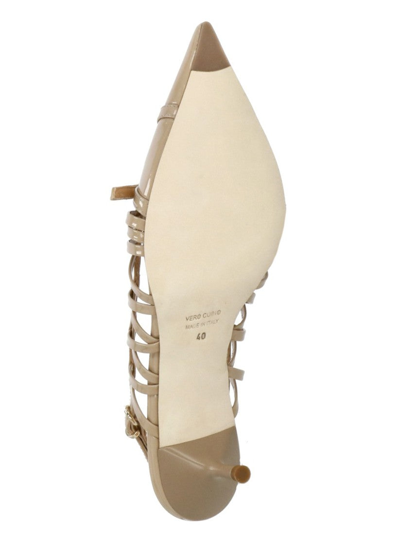 The Seller Pink Arrow Toe Polished Leather Pumps