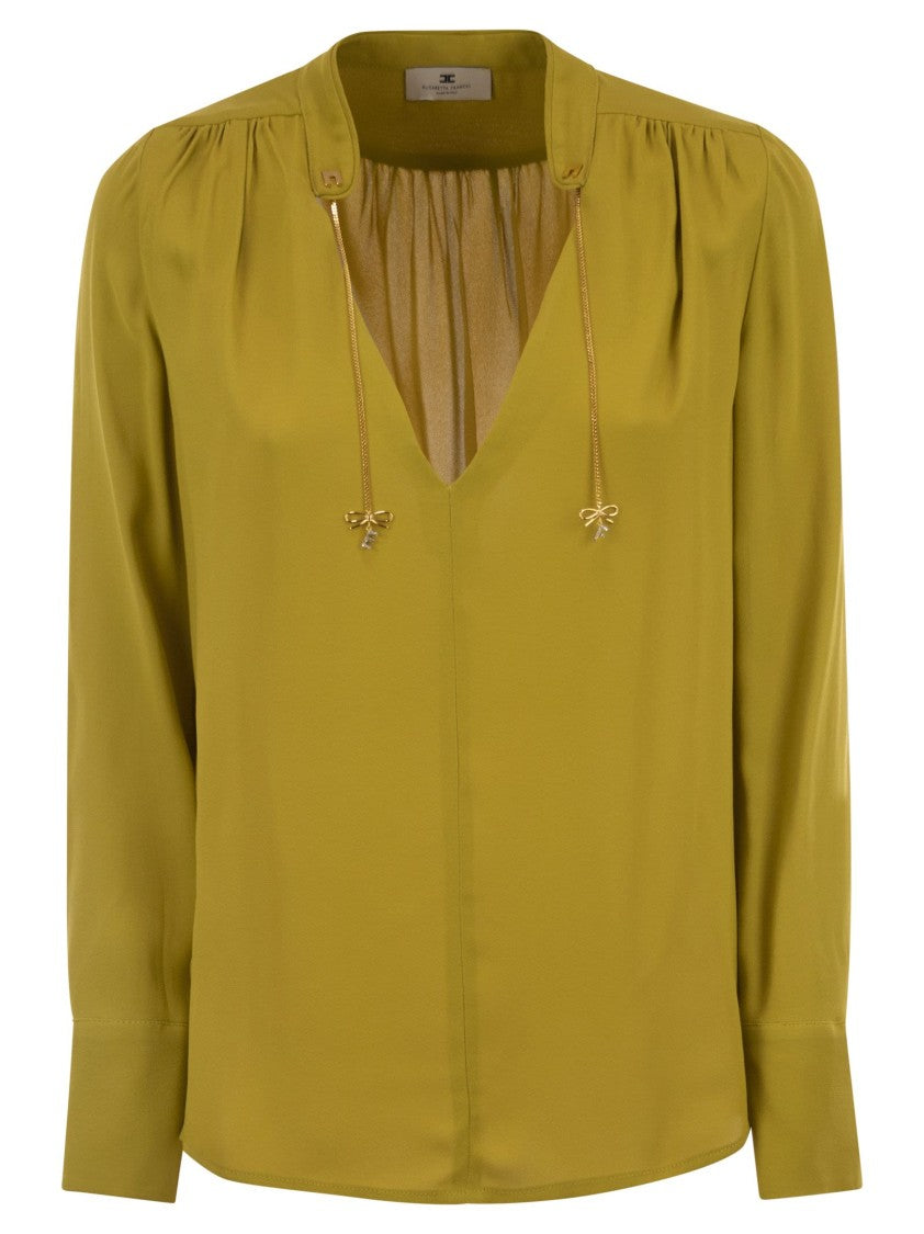 Elisabetta Franchi Georgette Shirt With Charms And Logo