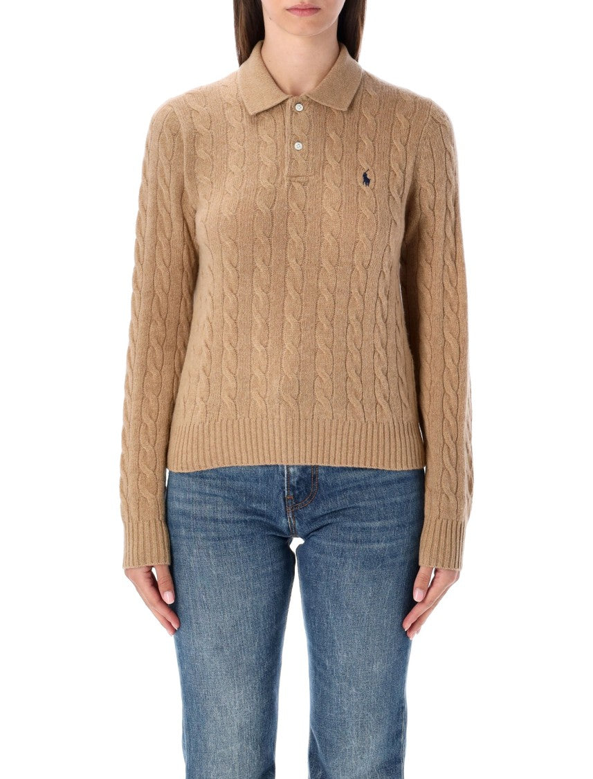 Polo Ralph Lauren Polo Cable-Knit Wool Cashmere Polo Sweater