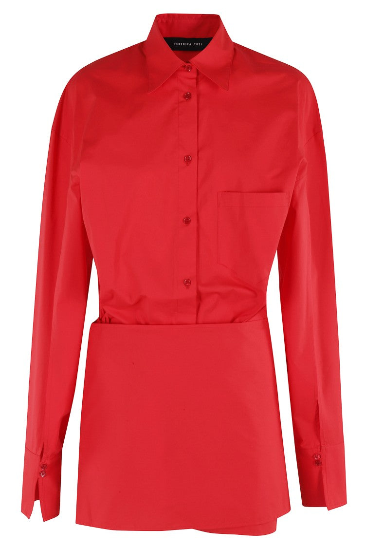 Federica Tosi Mini Cotton Pareo Dress With Classic Collar