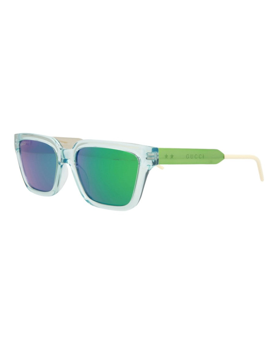 Gucci Square-Frame Injection Sunglasses With Reflective Green Lenses