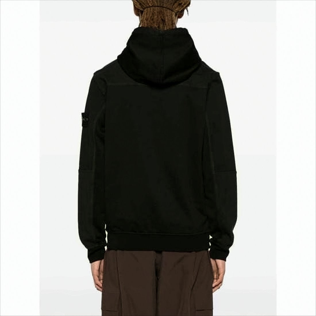 Stone Island Black Hoodie With Distinctive Logo Patch