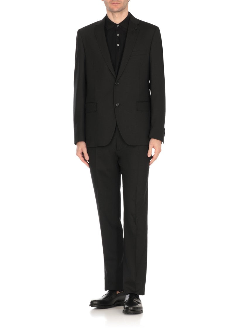 Lardini Black Wool Suit