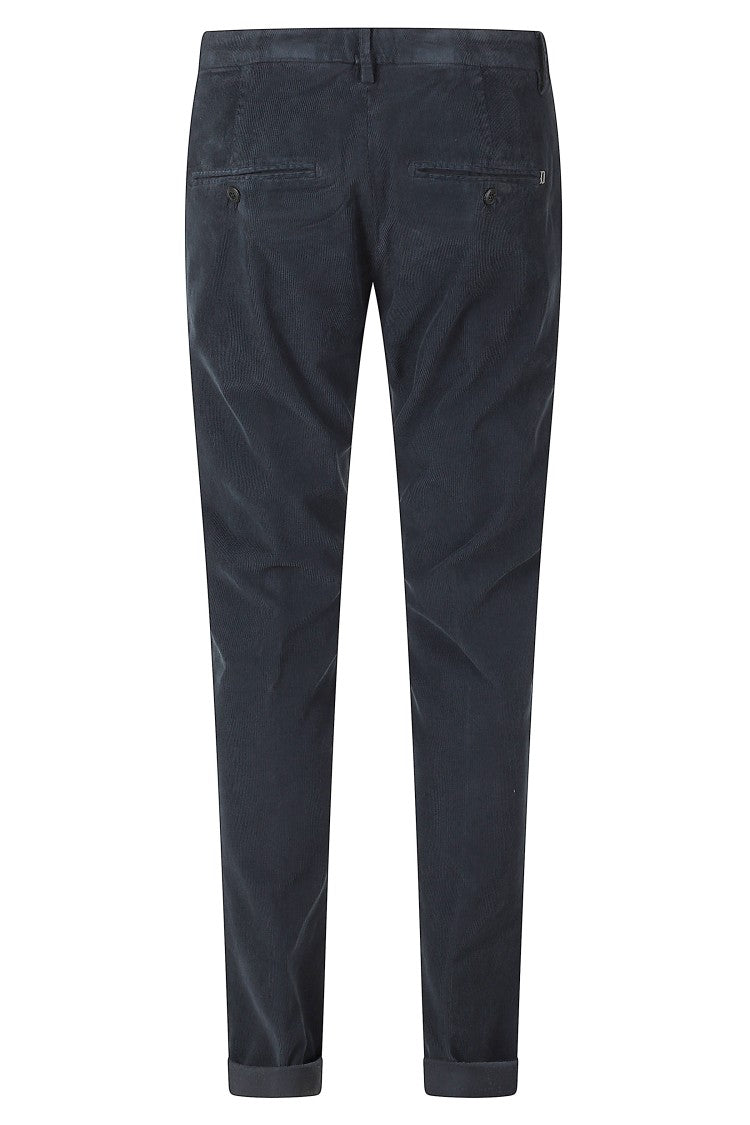Dondup Gaubert Blue Velvet Cotton-Blend Straight-Leg Pants