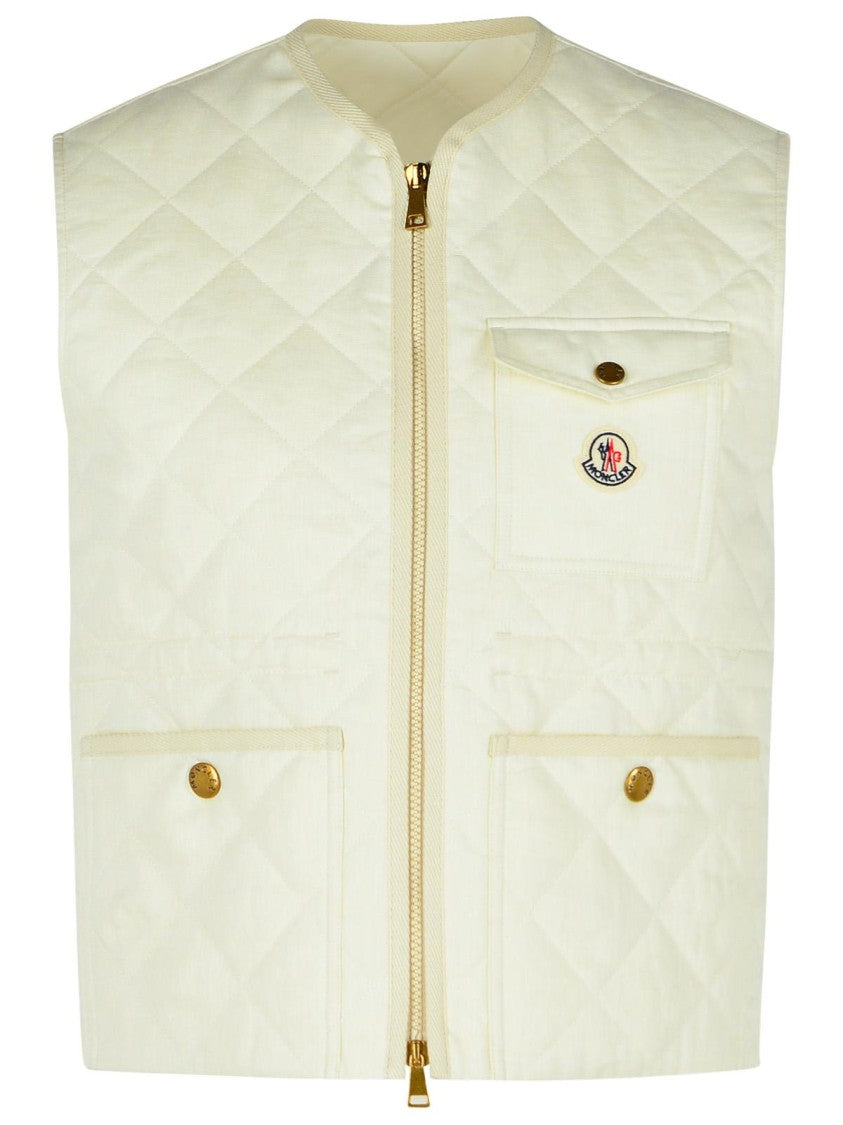 Moncler Vigny' White Linen Vest