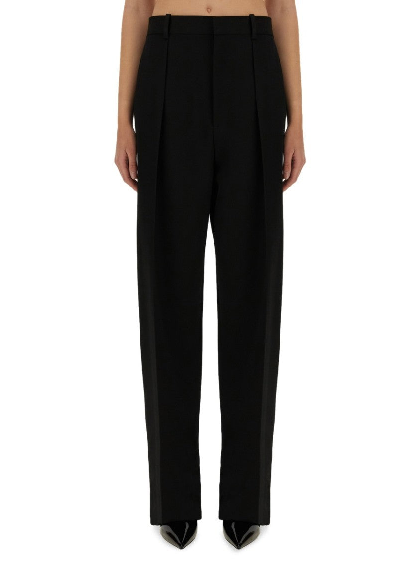 Bottega Veneta Wide-Fit Tailored Black Wool Pants