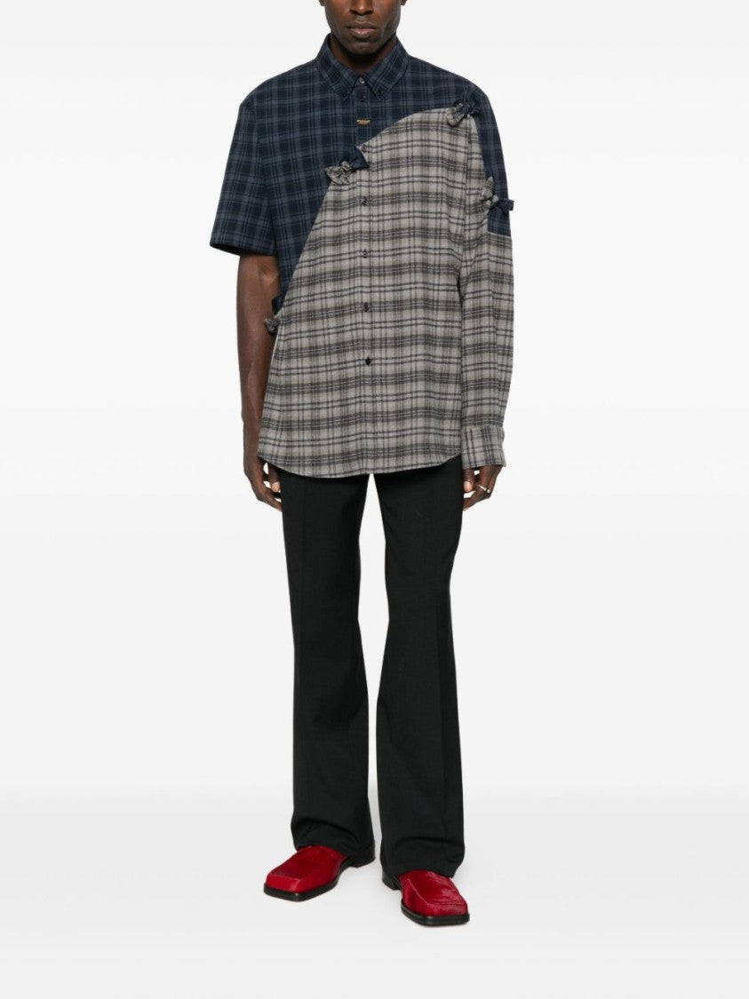 Martine Rose Collage Effect Asymmetrical Shirt With Embroidered Logo