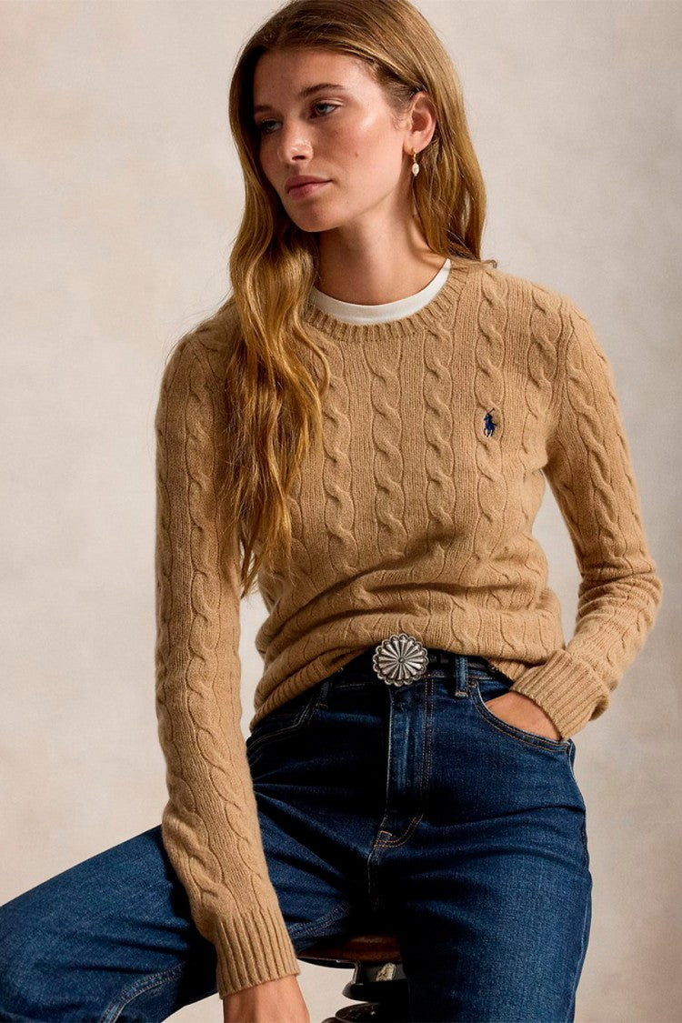 Polo Ralph Lauren Camel Wool-Cashmere Blend Cable-Knit Sweater