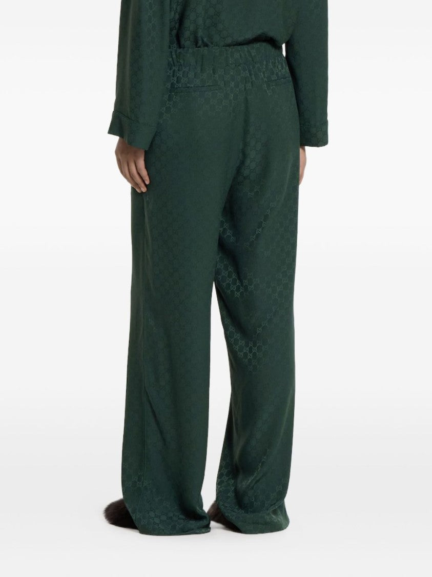Gucci Wide-Leg Silk Trousers With Elastic Waistband